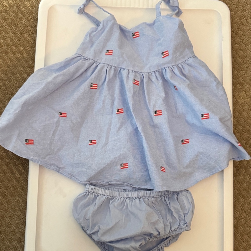 Janie and Jack Blue American Flag Dress with Diaper Cover